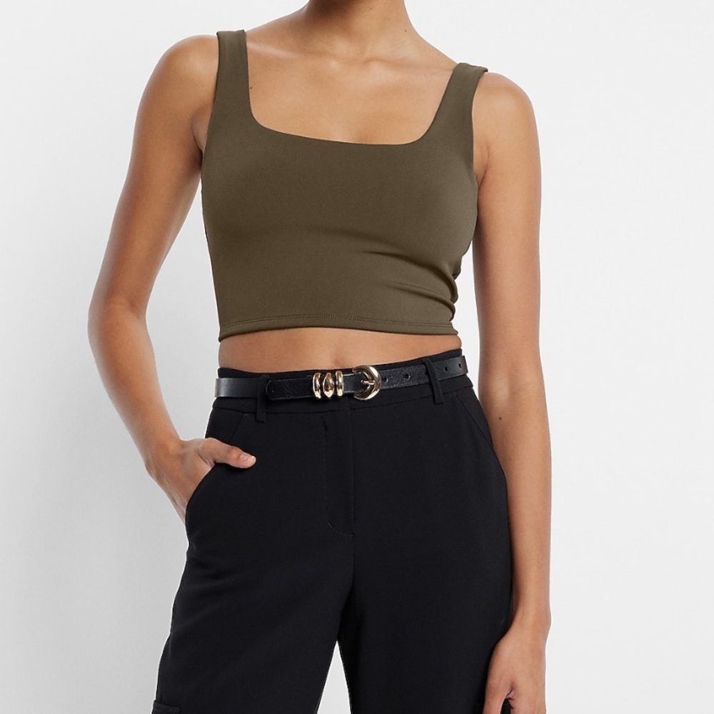 Express Olive Green Crop Top